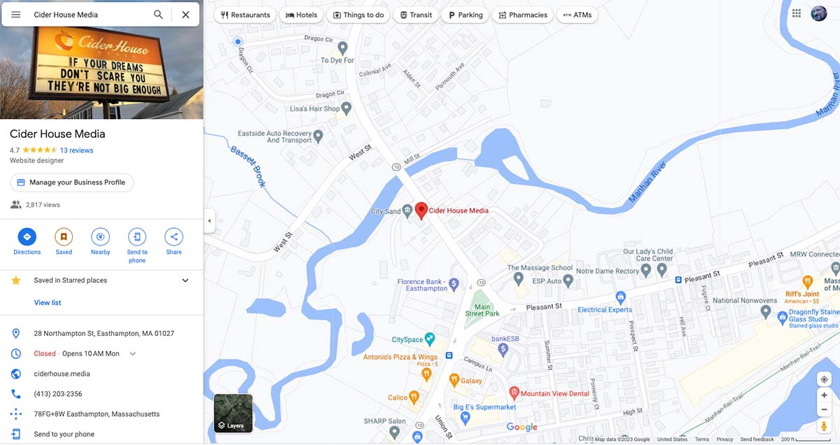 Example of a Google my Business listing as an example of you you can improve your local SEO