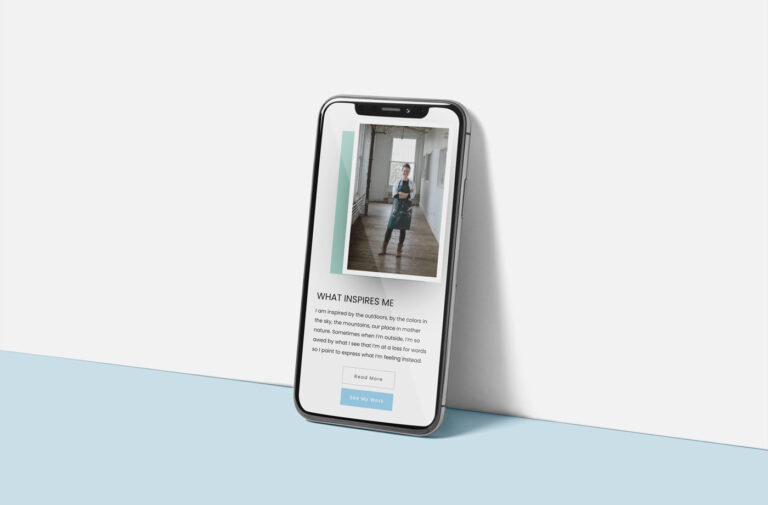 Mobile view of Arrielle Jessop's art website, showcasing her inspiration from nature.