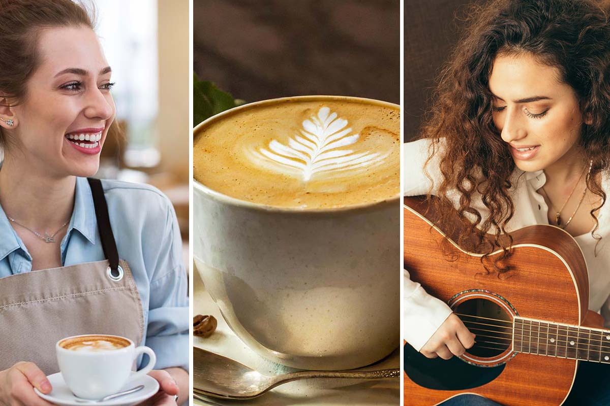 3 panel image of life in a coffee house - hightlighing creativity in business