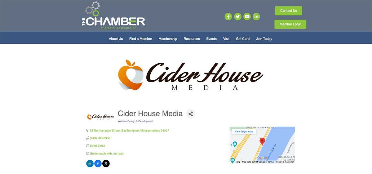 Cider House Media's local citation in their local chamber of commerce 