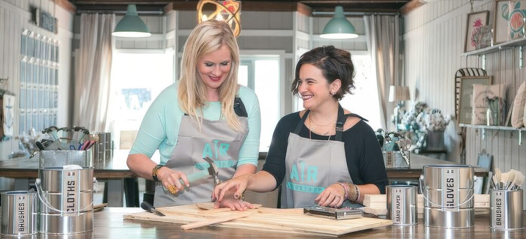 Maureen Anders and Adria Ruff, the founders of AR Workshops. It was their creative thinking that led them to create this DIY franchise