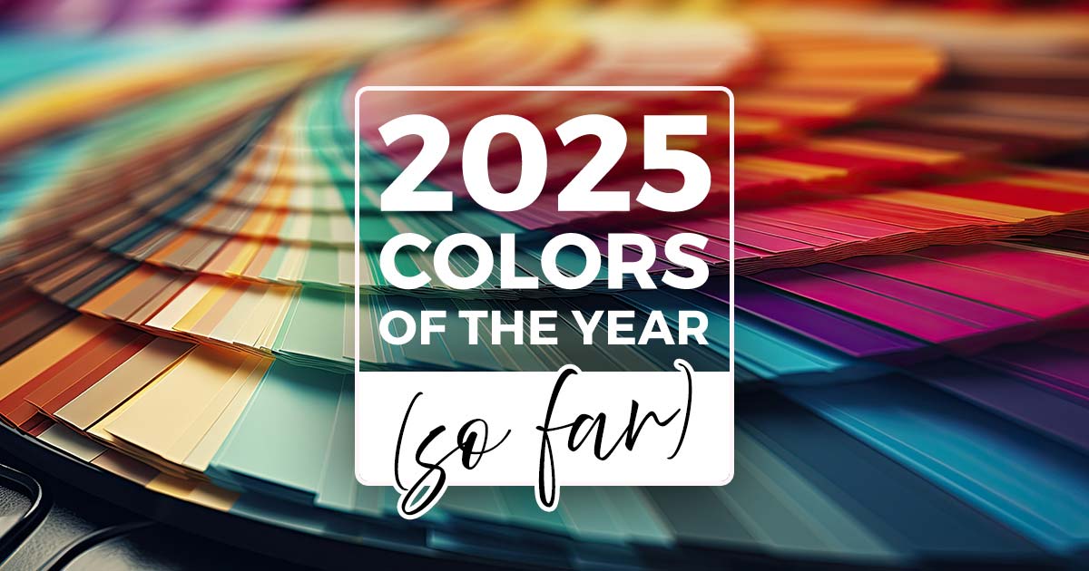 2025 colors of the year selection displayed in a circular fan format, highlighting design trends.