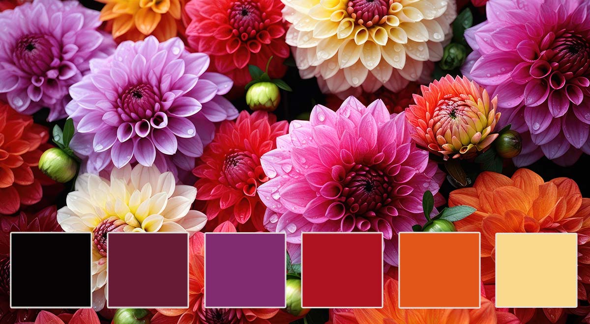 This vibrant color scheme is a burst of energy, featuring deep reds, magentas, and oranges balanced with a soft yellow. Perfect for businesses looking to evoke passion and creativity, these colors work well in creative industries or marketing agencies.