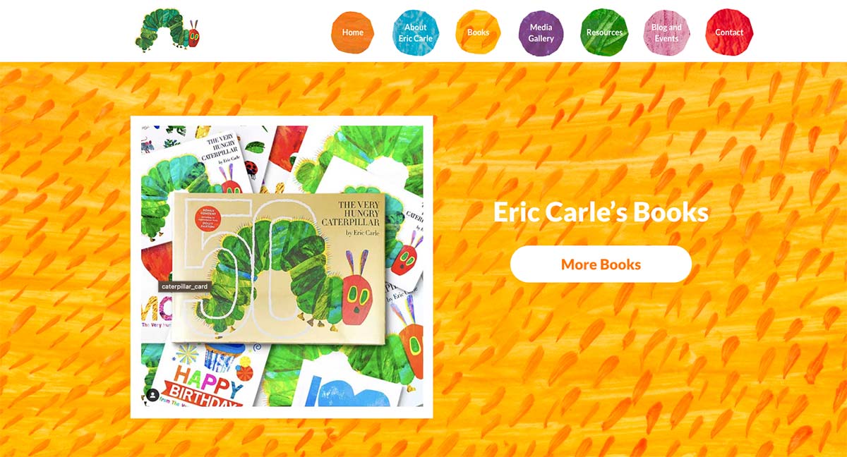 Web design sample from the Eric Carle Website. Designs by Cider House Media in Easthampton, MA 