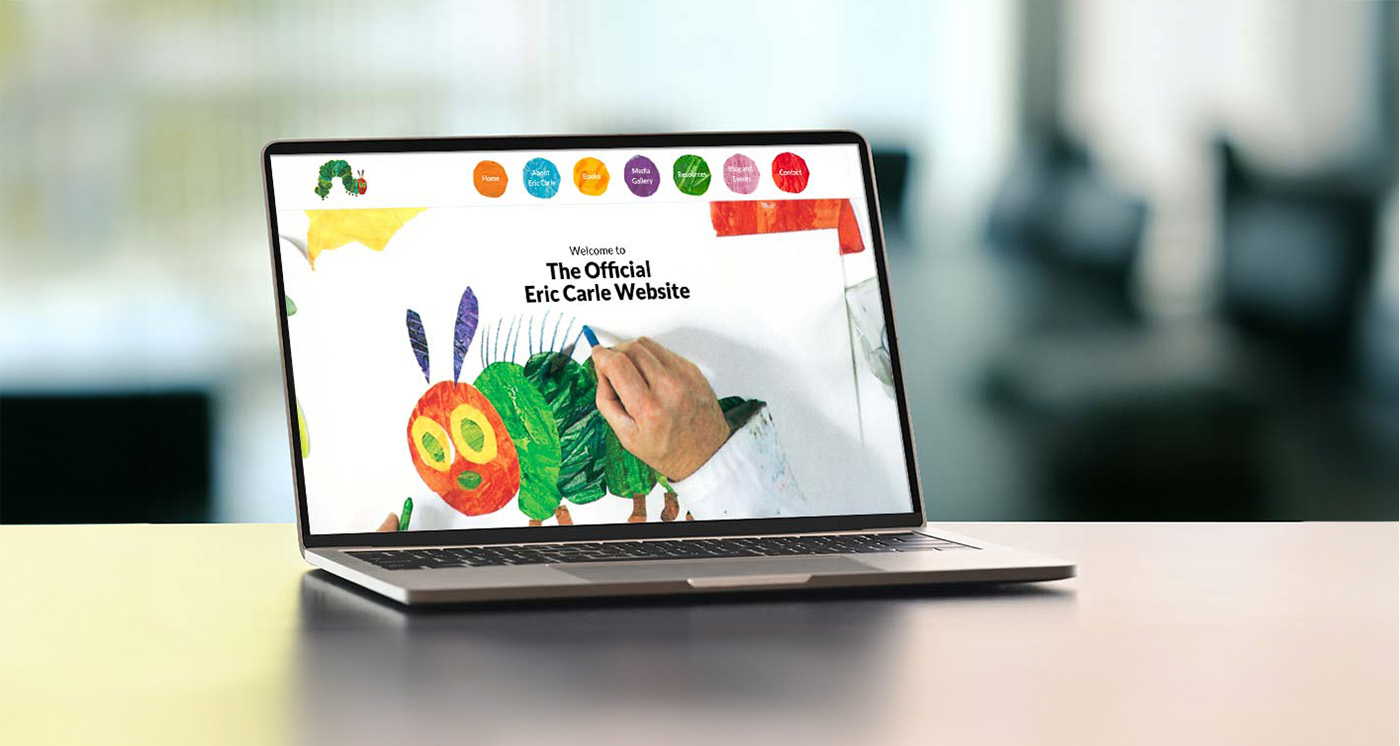 Mockup of the Eric Carle Website. Designs by Cider House Media in Easthampton, MA