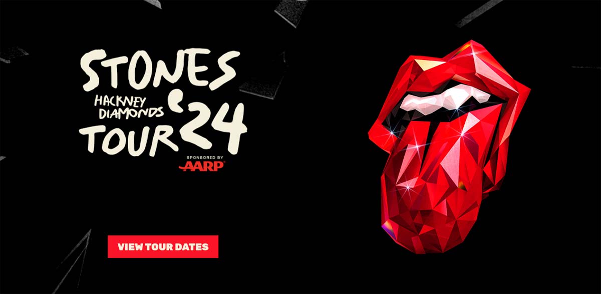 Ascreen Capture from the Rolling Stones' website. Notice the tour sponsor: AARP!