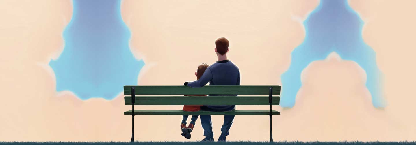 An illustration from Jamie Tafoya's book titled "I'm Small but I Lost Someone Big" buy book illustrator Macky Pamintuan.