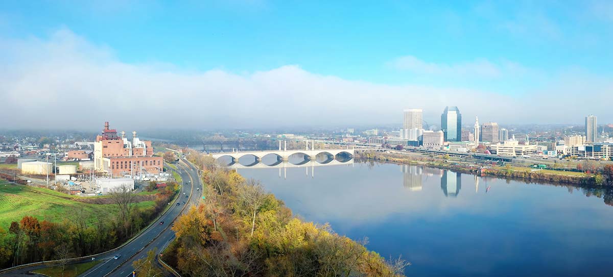 Springfield Massachusetts skyline along the Connecticut River for local SEO and Google Business Profile visibility